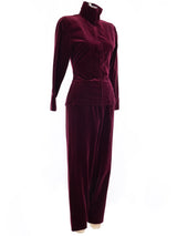 Norma Kamali Cranberry Velvet Ensemble Suit arcadeshops.com