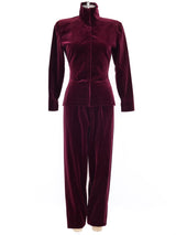 Norma Kamali Cranberry Velvet Ensemble Suit arcadeshops.com