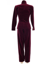 Norma Kamali Cranberry Velvet Ensemble Suit arcadeshops.com