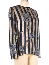 Bill Blass Sequin Embellished Striped Top Top arcadeshops.com