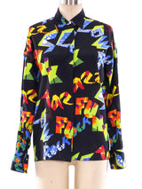 Gianni Versace Printed Silk Blouse Top arcadeshops.com