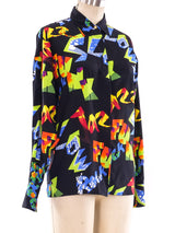 Gianni Versace Printed Silk Blouse Top arcadeshops.com