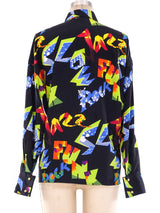 Gianni Versace Printed Silk Blouse Top arcadeshops.com