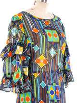 Printed Ruffle Maxi Dress Dress arcadeshops.com