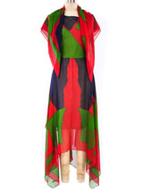 Pauline Trigere Colorblocked Chiffon Tank Dress Dress arcadeshops.com