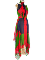 Pauline Trigere Colorblocked Chiffon Tank Dress Dress arcadeshops.com