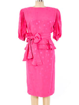 Ungaro Celestial Jacquard Fuchsia Silk Ensemble Suit arcadeshops.com
