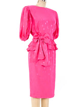 Ungaro Celestial Jacquard Fuchsia Silk Ensemble Suit arcadeshops.com