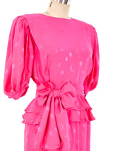 Ungaro Celestial Jacquard Fuchsia Silk Ensemble Suit arcadeshops.com