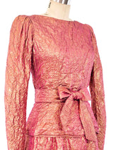 Adolfo Rose Gold Textured Skirt Ensemble Suit arcadeshops.com