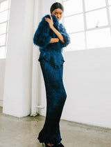 Patricia Lester Sapphire Plisse Silk Ensemble