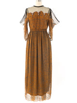 Zandra Rhodes Printed Brass Tone Chiffon Maxi Dress Dress arcadeshops.com