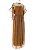 Zandra Rhodes Printed Brass Tone Chiffon Maxi Dress Dress arcadeshops.com