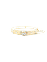 Opal and Diamond Studded 14k Florentine Finish Bangle Fine Jewelry arcadeshops.com