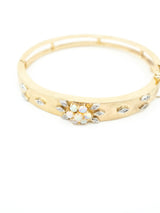 Opal and Diamond Studded 14k Florentine Finish Bangle Fine Jewelry arcadeshops.com