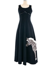 1970s Zebra Applique Maxi Dress Dress arcadeshops.com