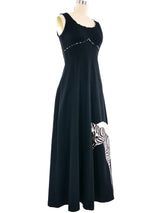 1970s Zebra Applique Maxi Dress Dress arcadeshops.com