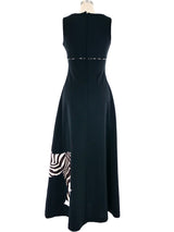 1970s Zebra Applique Maxi Dress Dress arcadeshops.com