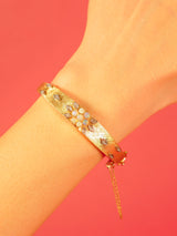 Opal and Diamond Studded 14k Florentine Finish Bangle Fine Jewelry arcadeshops.com
