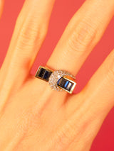 Sapphire and Diamond 14k Modernist Ring Fine Jewelry arcadeshops.com