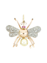 14k Gold and Platinum Bee Charm Fine Jewelry arcadeshops.com