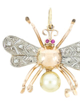 14k Gold and Platinum Bee Charm Fine Jewelry arcadeshops.com