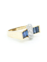 Sapphire and Diamond 14k Modernist Ring Fine Jewelry arcadeshops.com