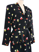 Cacharel Floral Printed Peplum Ensemble Suit arcadeshops.com