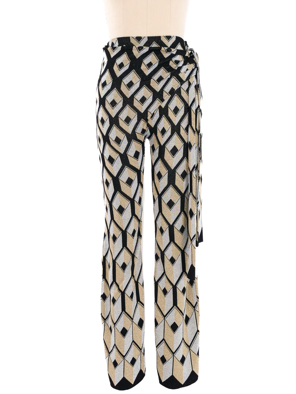 Paco Rabanne Metallic Geometric Knit Pants