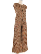 1960's Italian Raffia Pant Ensemble Suit arcadeshops.com