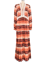 Victor Costa Lace Trimmed Floral Maxi Dress Dress arcadeshops.com