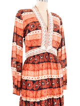 Victor Costa Lace Trimmed Floral Maxi Dress Dress arcadeshops.com