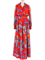 Red Floral Belted Maxi Dress Dress arcadeshops.com
