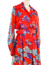 Red Floral Belted Maxi Dress Dress arcadeshops.com