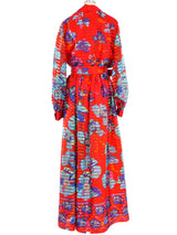 Red Floral Belted Maxi Dress Dress arcadeshops.com