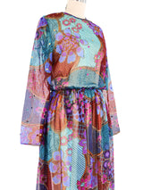 Sequined Floral Print Sheer Maxi Dress Dress arcadeshops.com