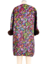 Fur Trimmed Multicolor Floral Brocade Jacket Jacket arcadeshops.com
