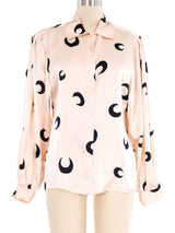Perry Ellis Printed Blush Silk Blouse Top arcadeshops.com