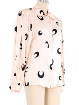 Perry Ellis Printed Blush Silk Blouse Top arcadeshops.com