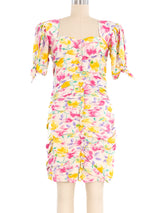 Emanuel Ungaro Floral Printed Ruched Mini Dress Dress arcadeshops.com