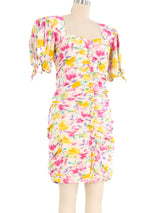 Emanuel Ungaro Floral Printed Ruched Mini Dress Dress arcadeshops.com