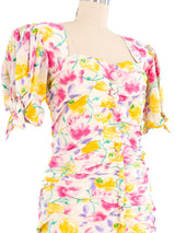 Emanuel Ungaro Floral Printed Ruched Mini Dress Dress arcadeshops.com