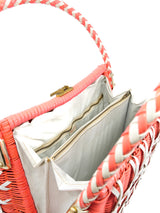 Coral Wicker Woven Basket Bag Accessory arcadeshops.com