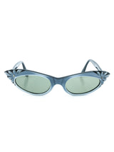 Metallic Silver Carved Cateye Sunglasses Accessory arcadeshops.com
