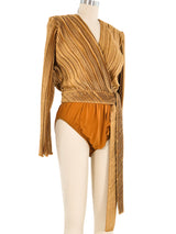 Jeanne Marc Pleated Wrap Bodysuit Top arcadeshops.com