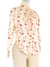 1970's Novelty Jockey Print Satin Shirt Top arcadeshops.com