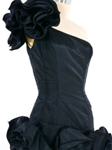 1960's Ruffled One Shoulder Cocktail Dress Dress arcadeshops.com