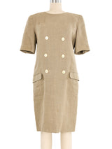 Valentino Beige Linen Button Dress Dress arcadeshops.com