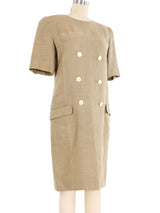 Valentino Beige Linen Button Dress Dress arcadeshops.com