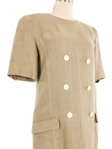 Valentino Beige Linen Button Dress Dress arcadeshops.com